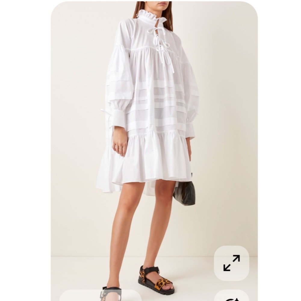 Cecilie Bahnsen Macy  Pin-tucked Poplin Pleated Tent dress White -Small